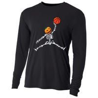 Skeleton Basketball Halloween Pumpkin Slam Dunk Cooling Performance Long Sleeve Crew