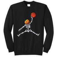 Skeleton Basketball Halloween Pumpkin Slam Dunk Tall Sweatshirt