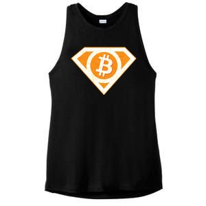 Super Bitcoin Hero Logo Ladies PosiCharge Tri-Blend Wicking Tank