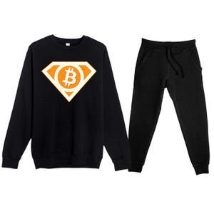 Super Bitcoin Hero Logo Premium Crewneck Sweatsuit Set