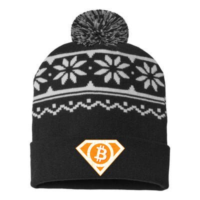 Super Bitcoin Hero Logo USA-Made Snowflake Beanie