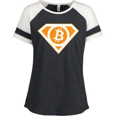 Super Bitcoin Hero Logo Enza Ladies Jersey Colorblock Tee