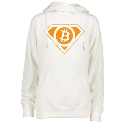 Super Bitcoin Hero Logo Womens Funnel Neck Pullover Hood