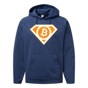 Super Bitcoin Hero Logo Performance Fleece Hoodie