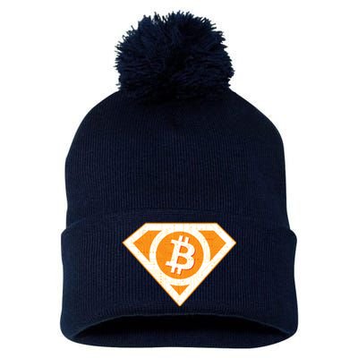 Super Bitcoin Hero Logo Pom Pom 12in Knit Beanie