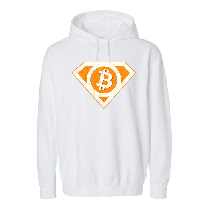 Super Bitcoin Hero Logo Garment-Dyed Fleece Hoodie