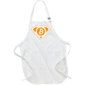 Super Bitcoin Hero Logo Full-Length Apron With Pockets