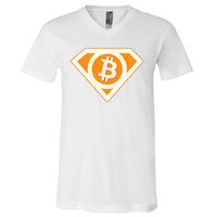 Super Bitcoin Hero Logo V-Neck T-Shirt