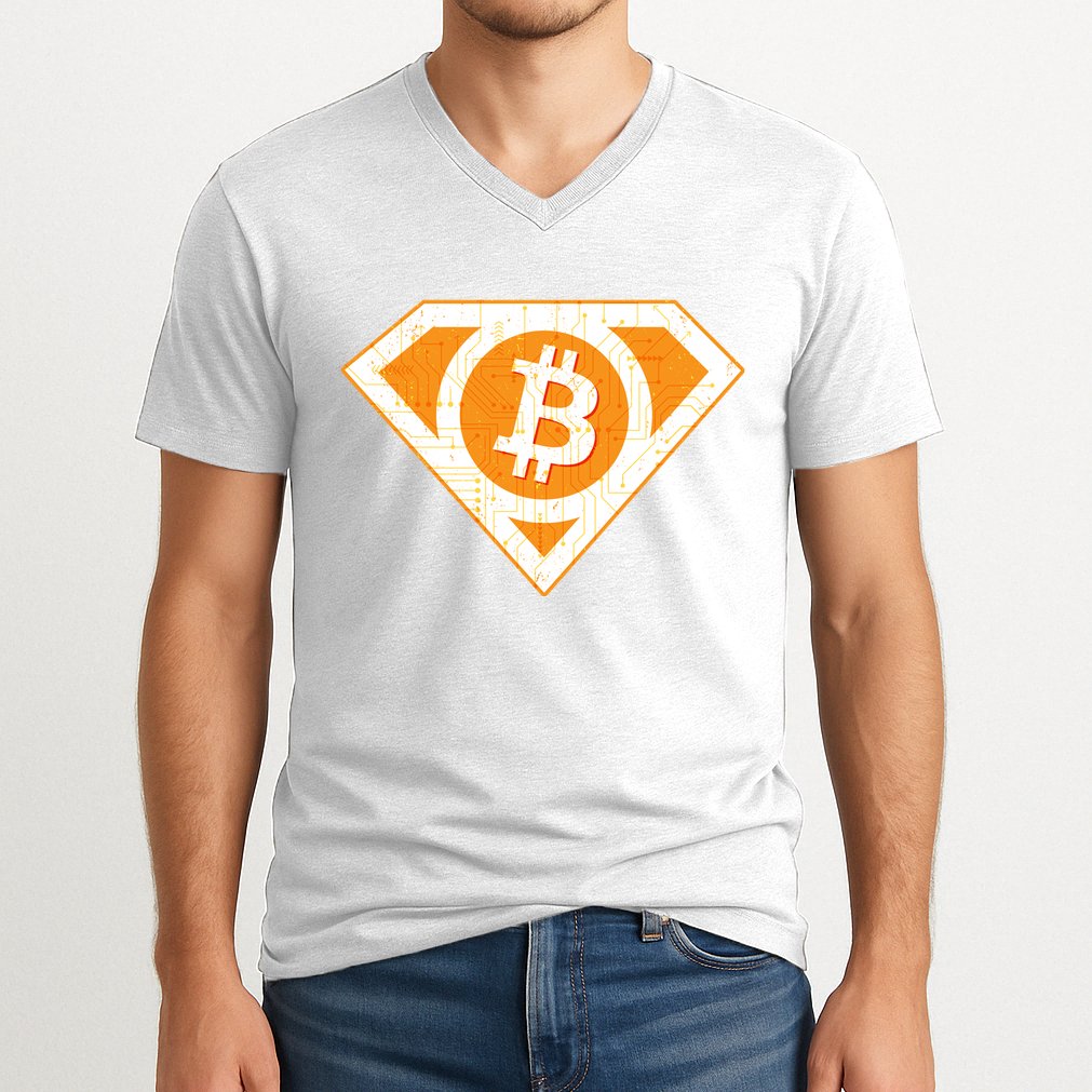 Super Bitcoin Hero Logo V-Neck T-Shirt
