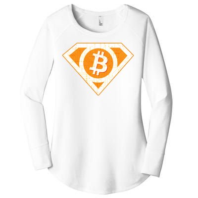 Super Bitcoin Hero Logo Women's Perfect Tri Tunic Long Sleeve Shirt