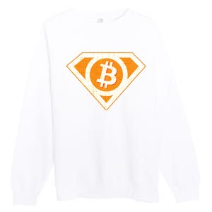 Super Bitcoin Hero Logo Premium Crewneck Sweatshirt