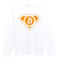 Super Bitcoin Hero Logo Premium Crewneck Sweatshirt