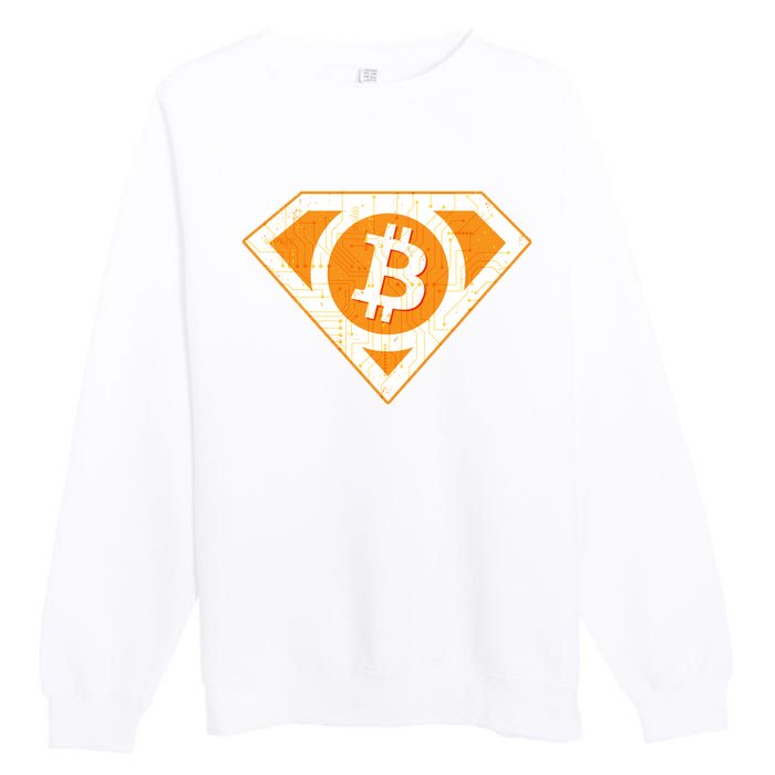 Super Bitcoin Hero Logo Premium Crewneck Sweatshirt