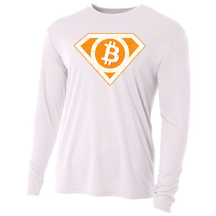 Super Bitcoin Hero Logo Cooling Performance Long Sleeve Crew