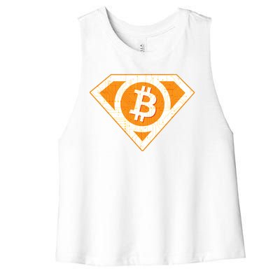 Super Bitcoin Hero Logo Women's Racerback Cropped Tank