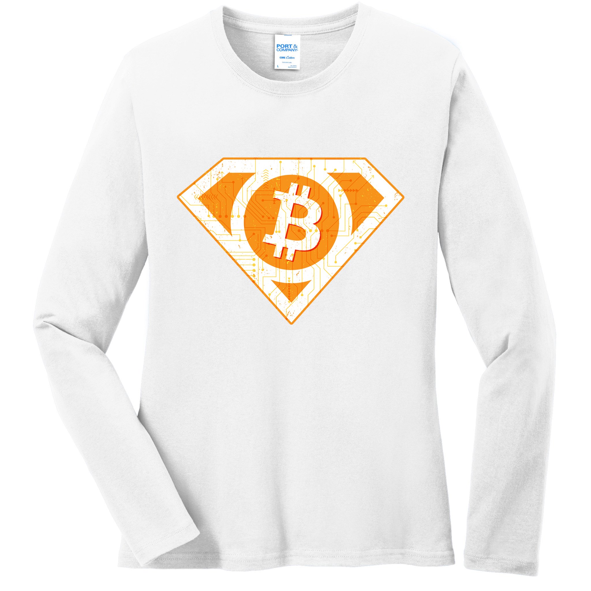 Super Bitcoin Hero Logo Ladies Long Sleeve Shirt