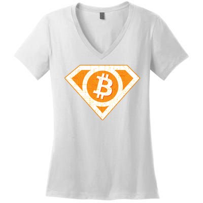 Super Bitcoin Hero Logo Women's V-Neck T-Shirt