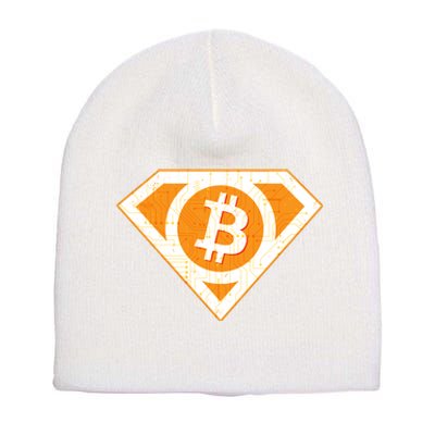 Super Bitcoin Hero Logo Short Acrylic Beanie