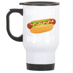 Summer Bbq Hot Dogs Grilling Funny Suns Out Buns Out Meme Gift Stainless Steel Travel Mug