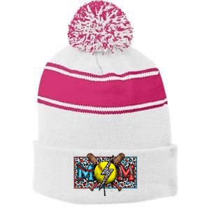 Softball Ball happy Grandma Mother's Day Stripe Pom Pom Beanie