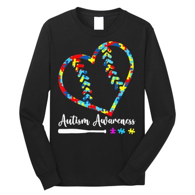 Softball Baseball Heart Autism Awareness Month Long Sleeve Shirt