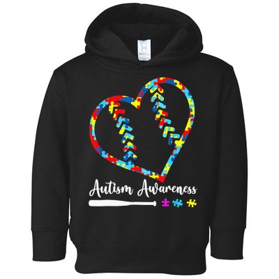 Softball Baseball Heart Autism Awareness Month Toddler Hoodie