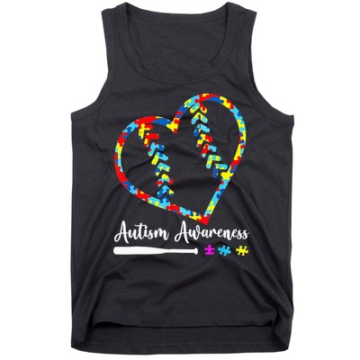 Softball Baseball Heart Autism Awareness Month Tank Top
