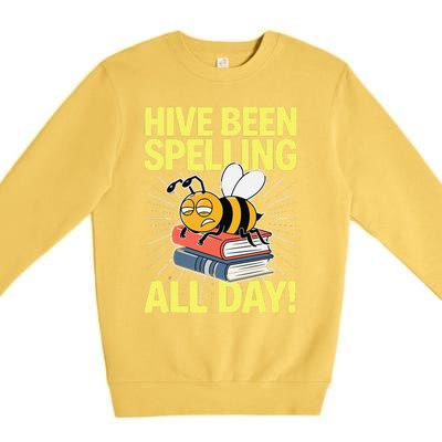 Spelling Bee Humor Spelling Champion Word Nerd Spelling Premium Crewneck Sweatshirt