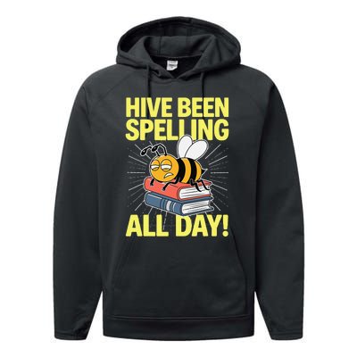 Spelling Bee Humor Spelling Champion Word Nerd Spelling Performance Fleece Hoodie