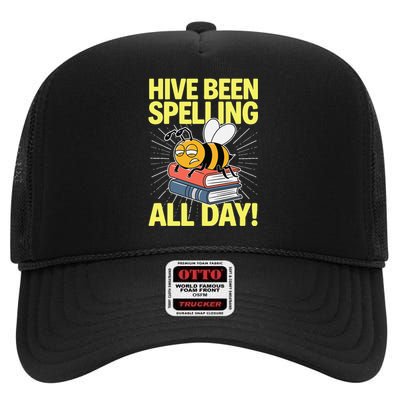 Spelling Bee Humor Spelling Champion Word Nerd Spelling High Crown Mesh Back Trucker Hat