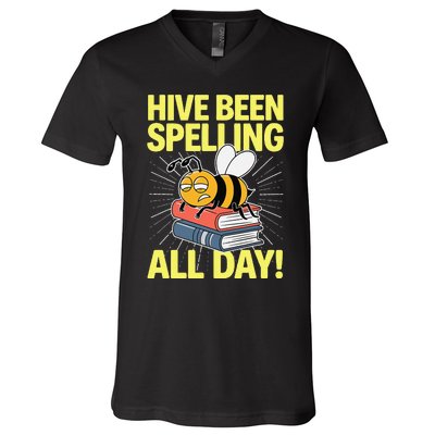 Spelling Bee Humor Spelling Champion Word Nerd Spelling V-Neck T-Shirt