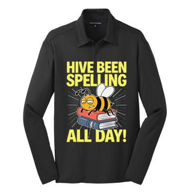 Spelling Bee Humor Spelling Champion Word Nerd Spelling Silk Touch Performance Long Sleeve Polo