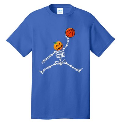 Skeleton Basketball Halloween Pumpkin Slam Dunk Tall T-Shirt