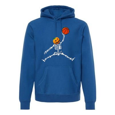 Skeleton Basketball Halloween Pumpkin Slam Dunk Premium Hoodie