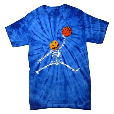 Skeleton Basketball Halloween Pumpkin Slam Dunk Tie-Dye T-Shirt