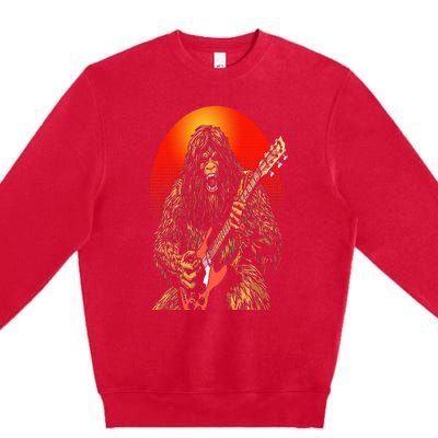 Shredsquatch Bigfoot Heavy Metal Electric Guitar Rock & Roll Premium Crewneck Sweatshirt