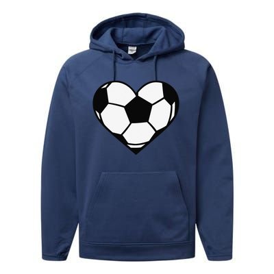 Soccer Ball Heart Valentine's Days Performance Fleece Hoodie