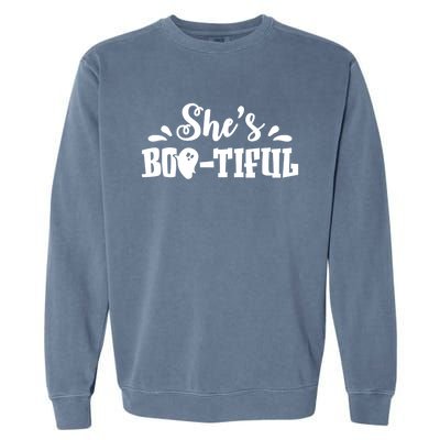 Shes Bootiful Halloween Ghost Matching Cute Cute Gift Garment-Dyed Sweatshirt