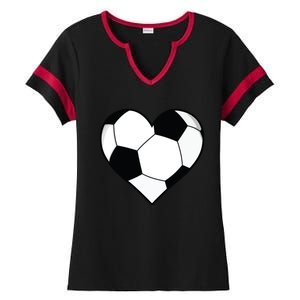 Soccer Ball Heart Gift Idea For Mom Dad Ladies Halftime Notch Neck Tee