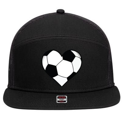 Soccer Ball Heart Gift Idea For Mom Dad 7 Panel Mesh Trucker Snapback Hat