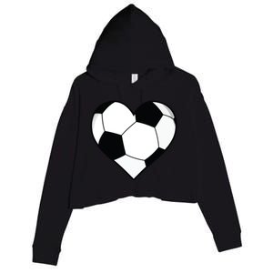 Soccer Ball Heart Gift Idea For Mom Dad Crop Fleece Hoodie