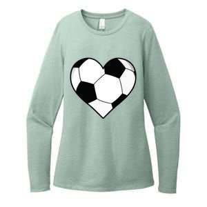 Soccer Ball Heart Gift Idea For Mom Dad Womens CVC Long Sleeve Shirt