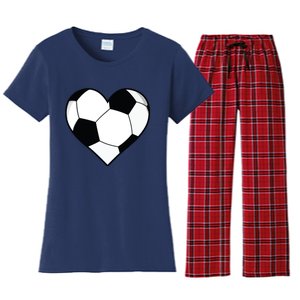 Soccer Ball Heart Gift Idea For Mom Dad Women's Flannel Pajama Set