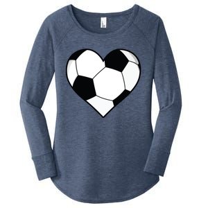 Soccer Ball Heart Gift Idea For Mom Dad Women's Perfect Tri Tunic Long Sleeve Shirt