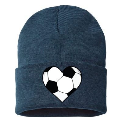 Soccer Ball Heart Gift Idea For Mom Dad Sustainable Knit Beanie