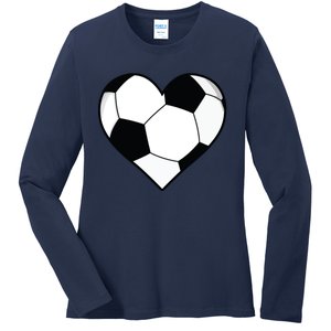 Soccer Ball Heart Gift Idea For Mom Dad Ladies Long Sleeve Shirt