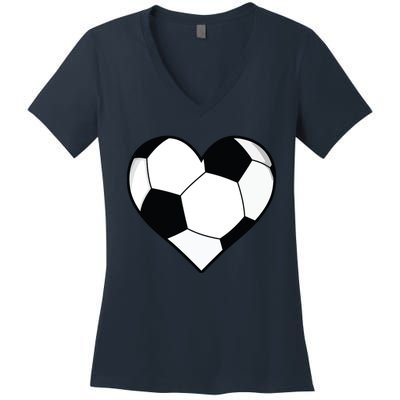 Soccer Ball Heart Gift Idea For Mom Dad Women's V-Neck T-Shirt