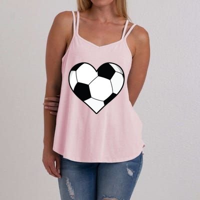 Soccer Ball Heart Gift Idea For Mom Dad Women's Strappy Tank