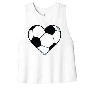 Soccer Ball Heart Gift Idea For Mom Dad Women's Racerback Cropped Tank