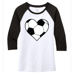 Soccer Ball Heart Gift Idea For Mom Dad Women's Tri-Blend 3/4-Sleeve Raglan Shirt